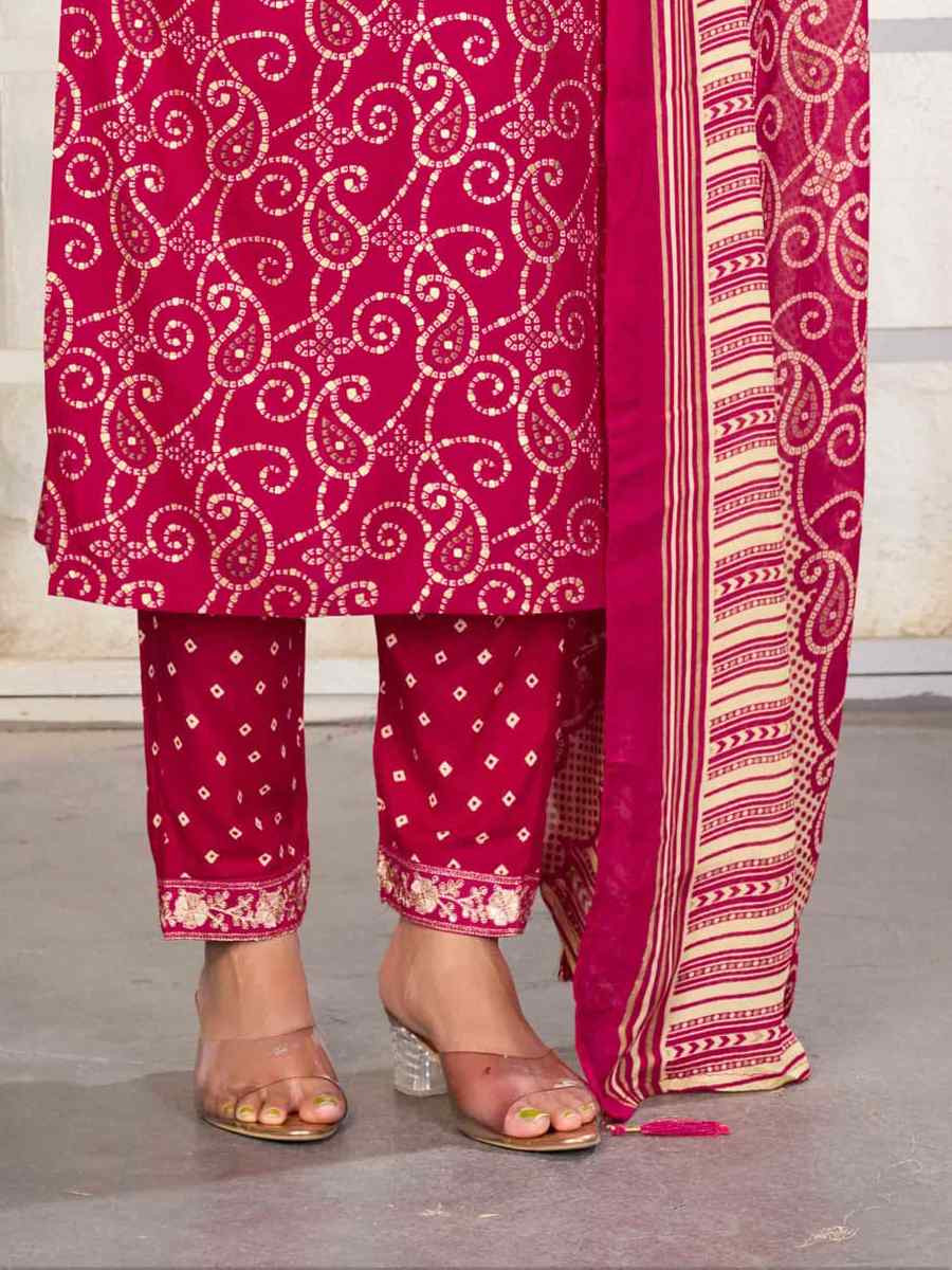 Pink Premium Rayon Embroidery Printed Party Wedding Festival Casual Ready Pant Salwar Kameez