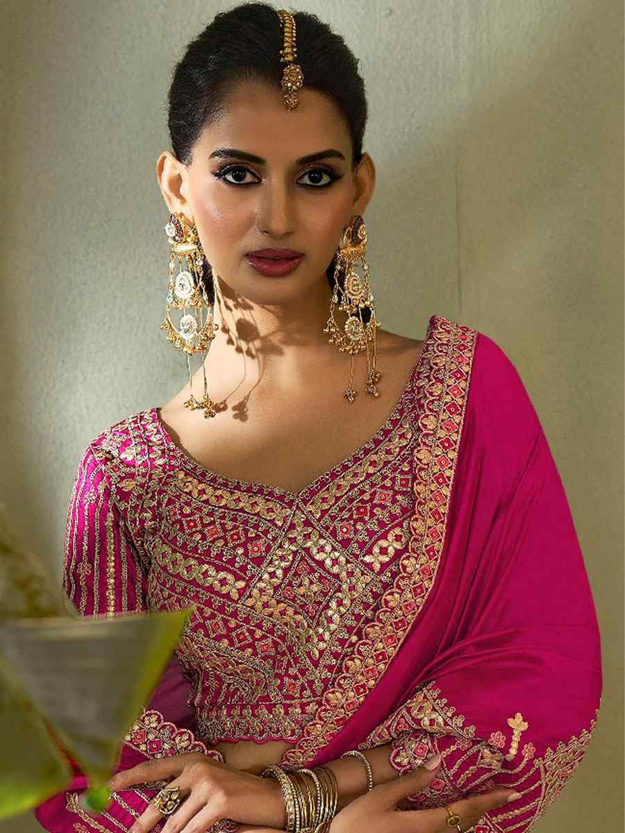 Pink Premium Silk Embroidery Festival Wedding Fancy Classic Heavy Border Saree