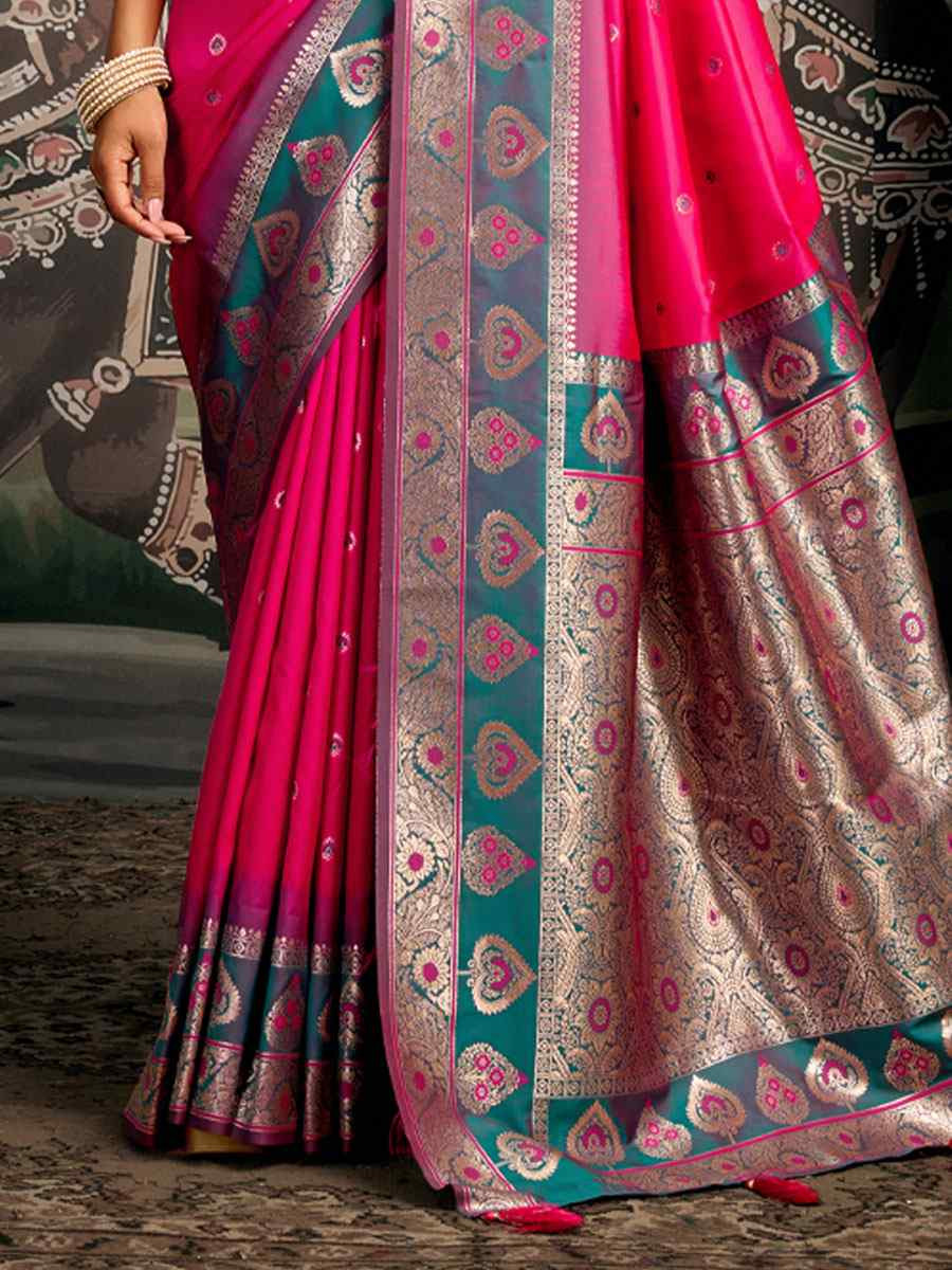 Pink Premium Soft Silk Handwoven Traditional Casual Reception Festival Wedding Fancy Heavy Border Saree