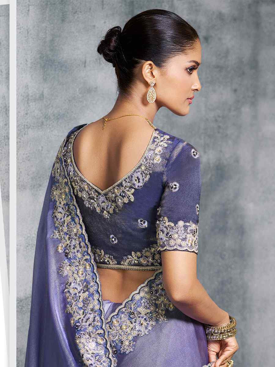 Pink Premium Tissue Silk Embroidery Traditional Casual Reception Festival Wedding Fancy Heavy Border Saree