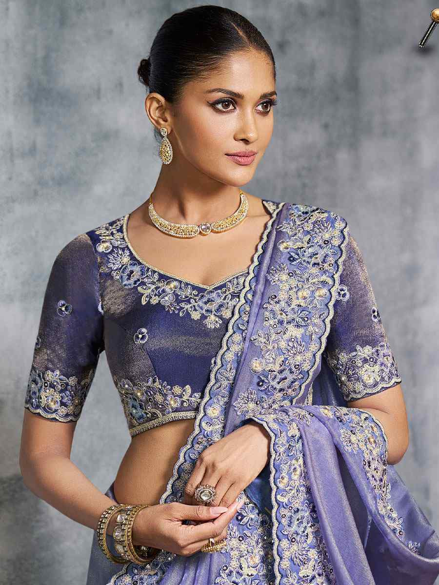 Pink Premium Tissue Silk Embroidery Traditional Casual Reception Festival Wedding Fancy Heavy Border Saree