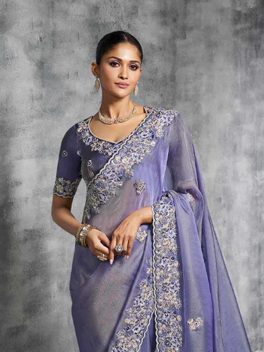 Pink Premium Tissue Silk Embroidery Traditional Casual Reception Festival Wedding Fancy Heavy Border Saree