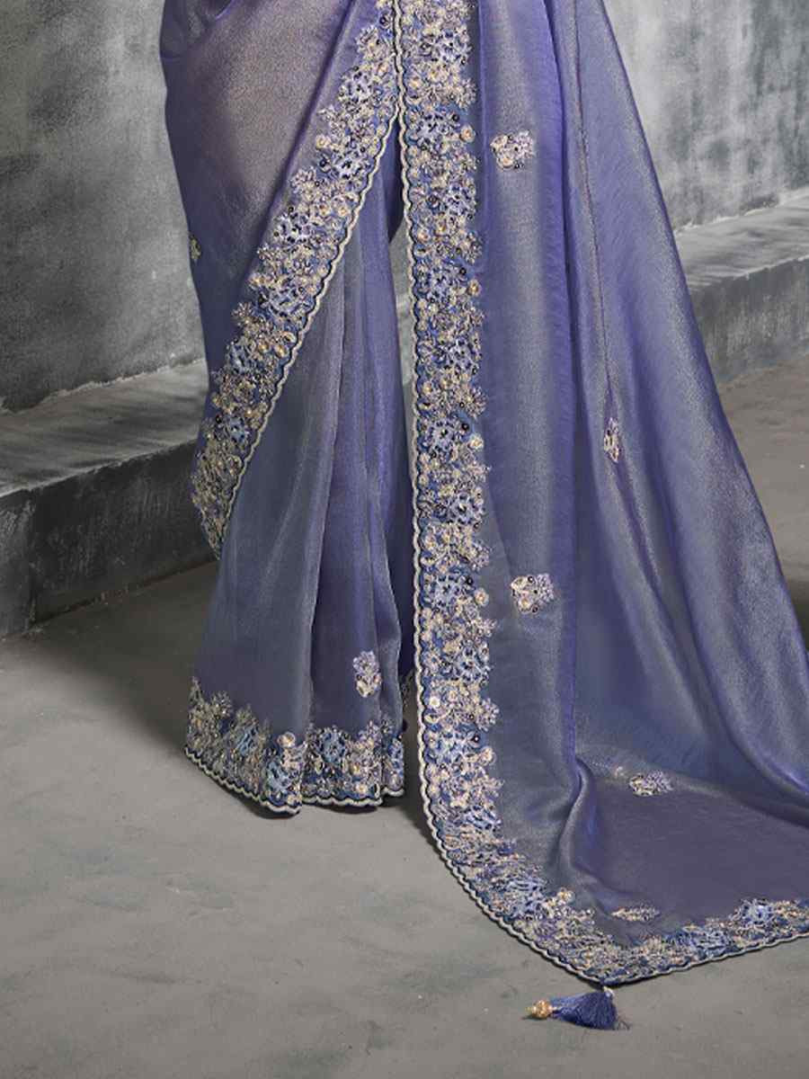 Pink Premium Tissue Silk Embroidery Traditional Casual Reception Festival Wedding Fancy Heavy Border Saree