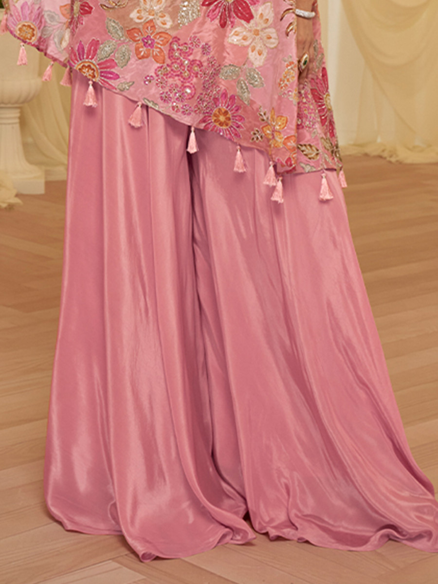 Pink Premium Viscose Natural Crepe Printed Casual Party Wear Ready Kurti Bottom Women Wear