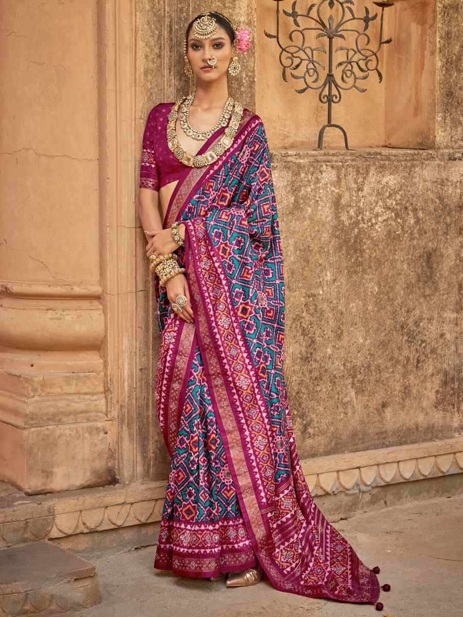 Pink Printed Festival Casual Wedding Cocktail Party Fancy Classic Heavy Border Saree