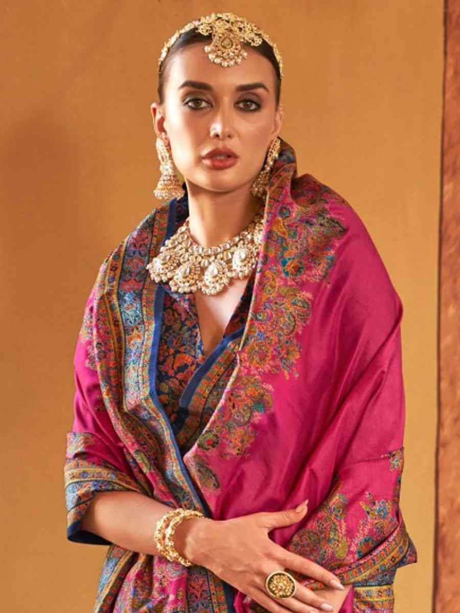 Pink Printed Festival Wedding Fancy Heavy Border Saree