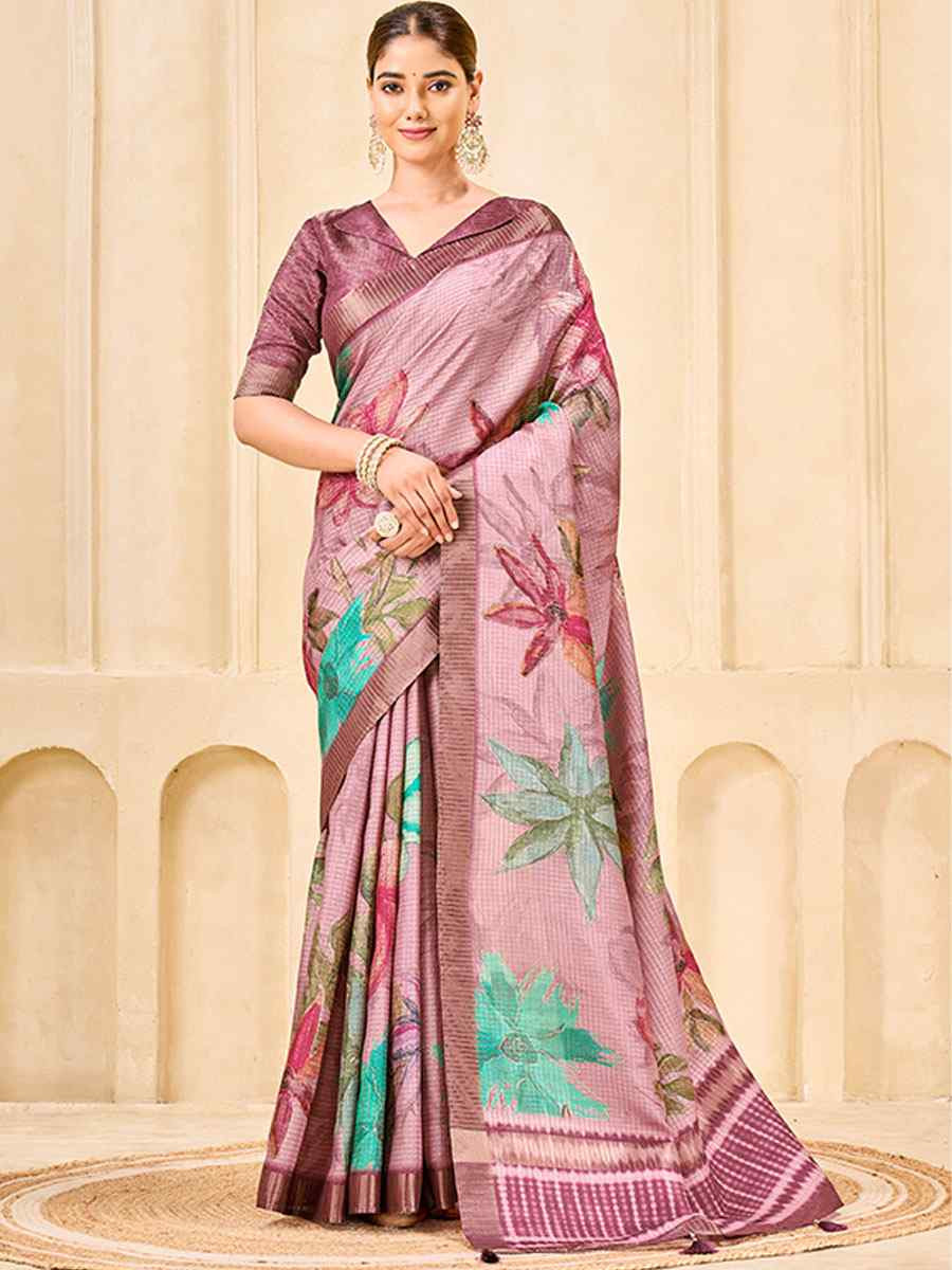Pink Printed Handwoven Traditional Bridal Reception Festival Wedding Fancy Classic Style Sarees
