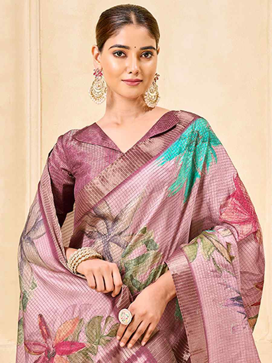 Pink Printed Handwoven Traditional Bridal Reception Festival Wedding Fancy Classic Style Sarees