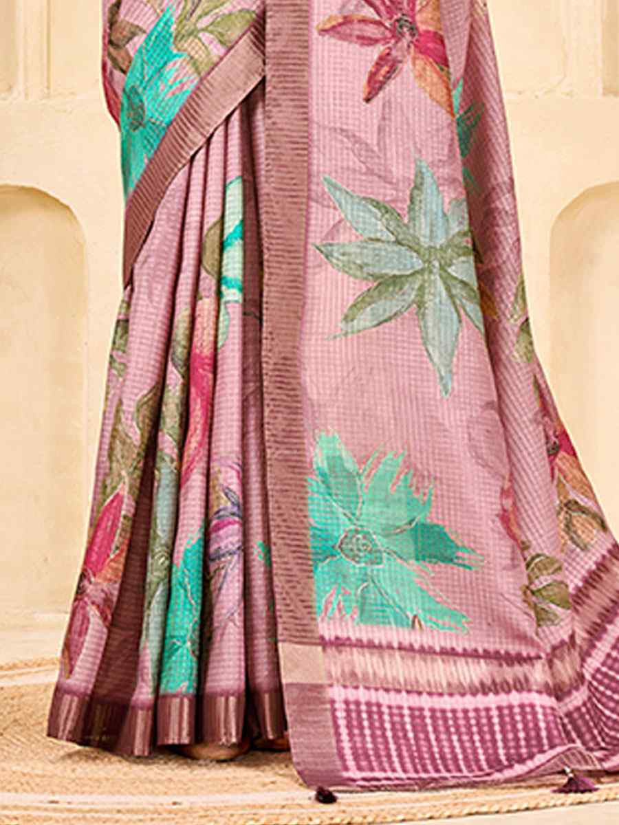 Pink Printed Handwoven Traditional Bridal Reception Festival Wedding Fancy Classic Style Sarees