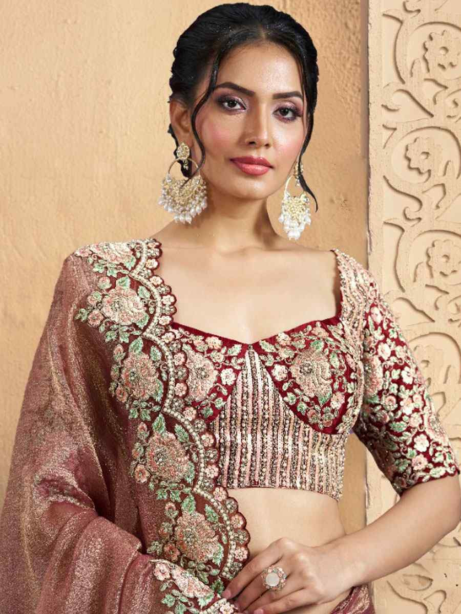 Pink Pure Banarasi Crush Embroidery Bridal Reception Party Festival Wedding Fancy Heavy Border Sarees