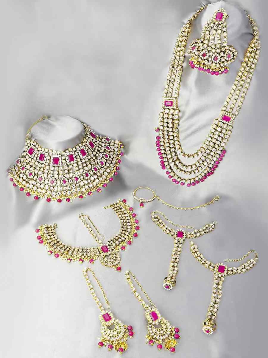 Pink Pure Brass Festival Wear Kundan Bridal Sets