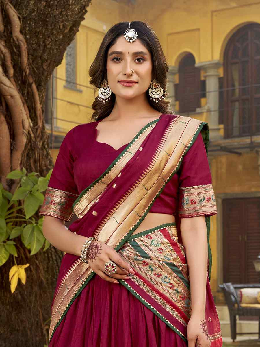 Pink Pure Chanderi Zari Handwoven Wedding Reception Festival Heavy Border Lehenga Choli