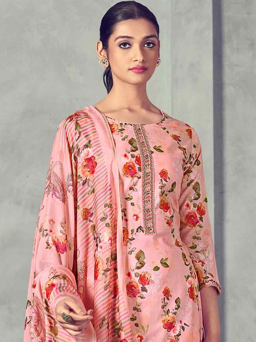 Pink Pure Cotton Printed Casual Festival Pant Salwar Kameez