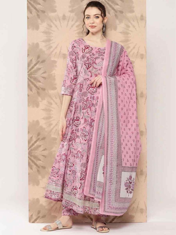 Pink Pure Cotton Printed Festival Casual Ready Pant Salwar Kameez