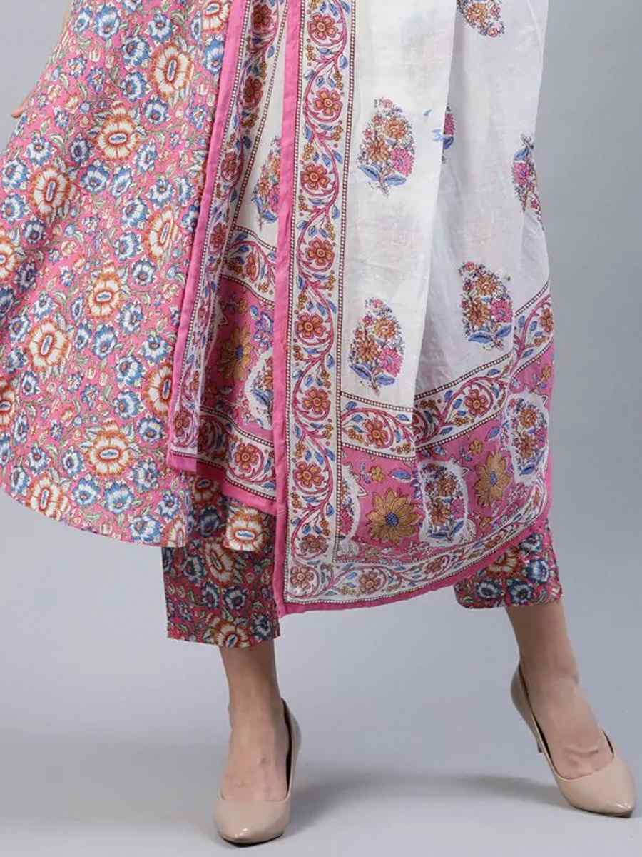 Pink Pure Cotton Printed Festival Party Pant Salwar Kameez