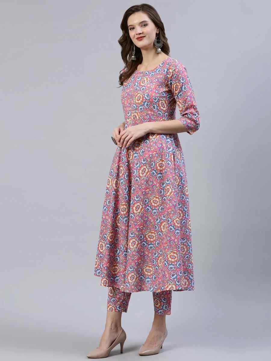 Pink Pure Cotton Printed Festival Party Pant Salwar Kameez
