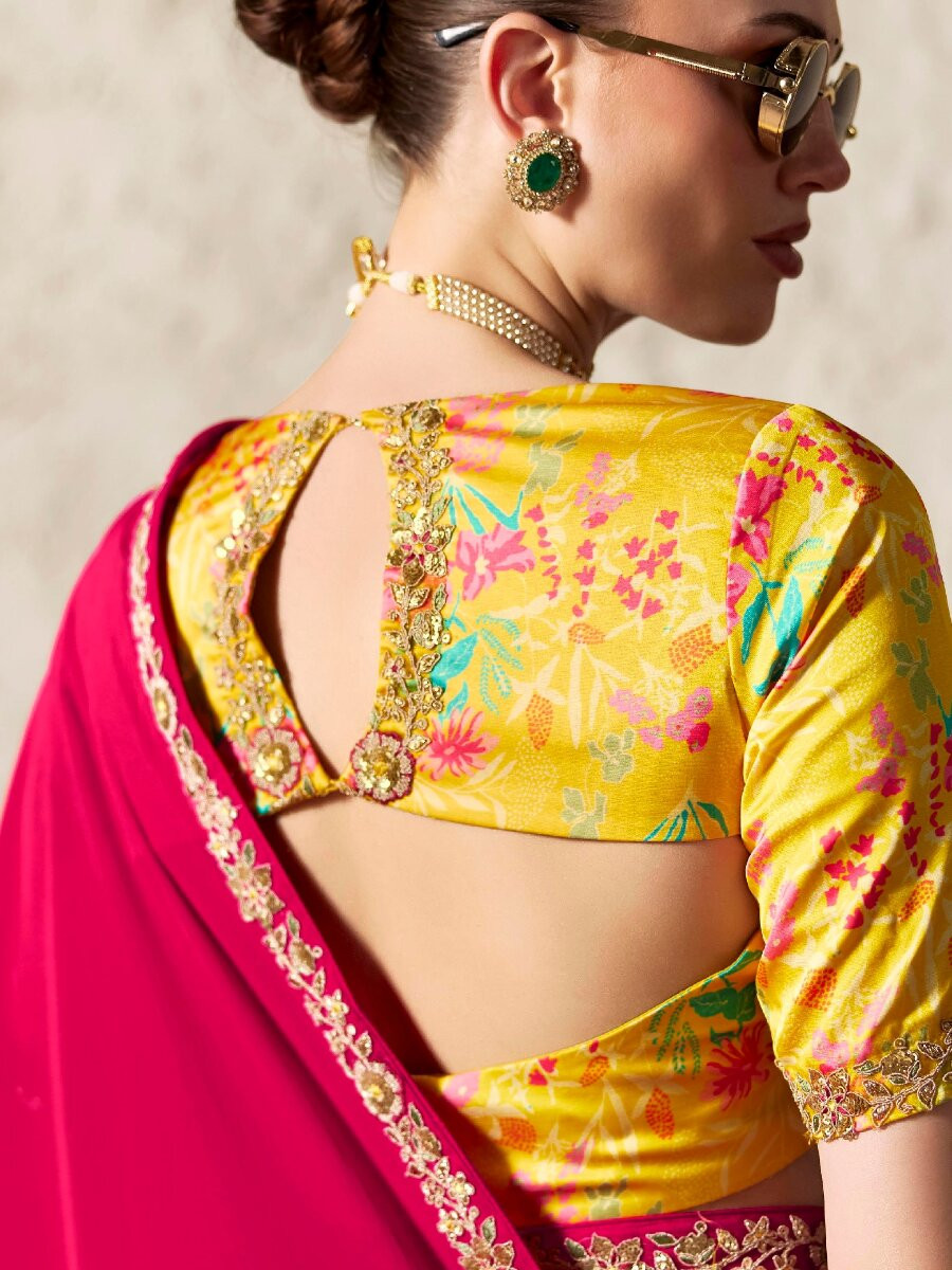 Pink Pure Fancy Tissue Silk Zari Sequins Wedding Reception Party Festival Heavy Border Sarees