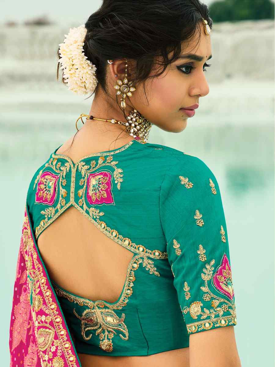 Pink Pure Georgette Handwoven Embroidery Bridal Festival Wedding Traditional Fancy Heavy Border Sarees