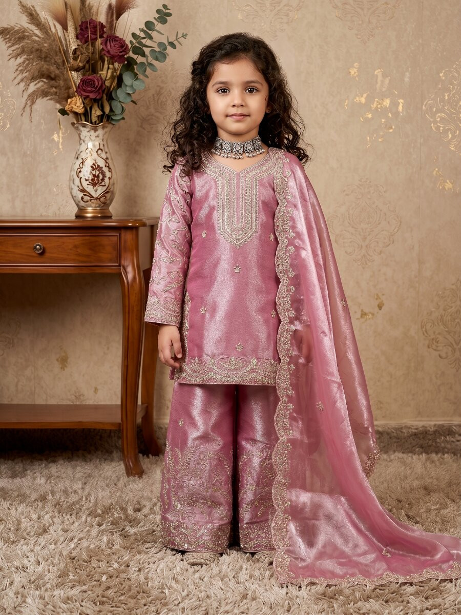 Pink Pure gmy silk Embroidered Sequins Ethnic Casual Festival Party Wedding Salwars Girls Wear