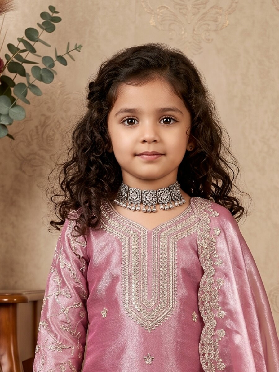 Pink Pure gmy silk Embroidered Sequins Ethnic Casual Festival Party Wedding Salwars Girls Wear