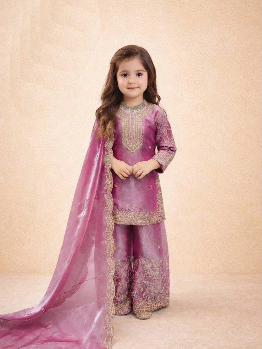 Pink Pure GMY Silk Embroidered Sequins Ethnic Casual Party Wedding Ready Salwars Girls Wear