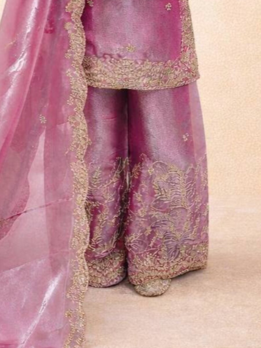 Pink Pure GMY Silk Embroidered Sequins Ethnic Casual Party Wedding Ready Salwars Girls Wear
