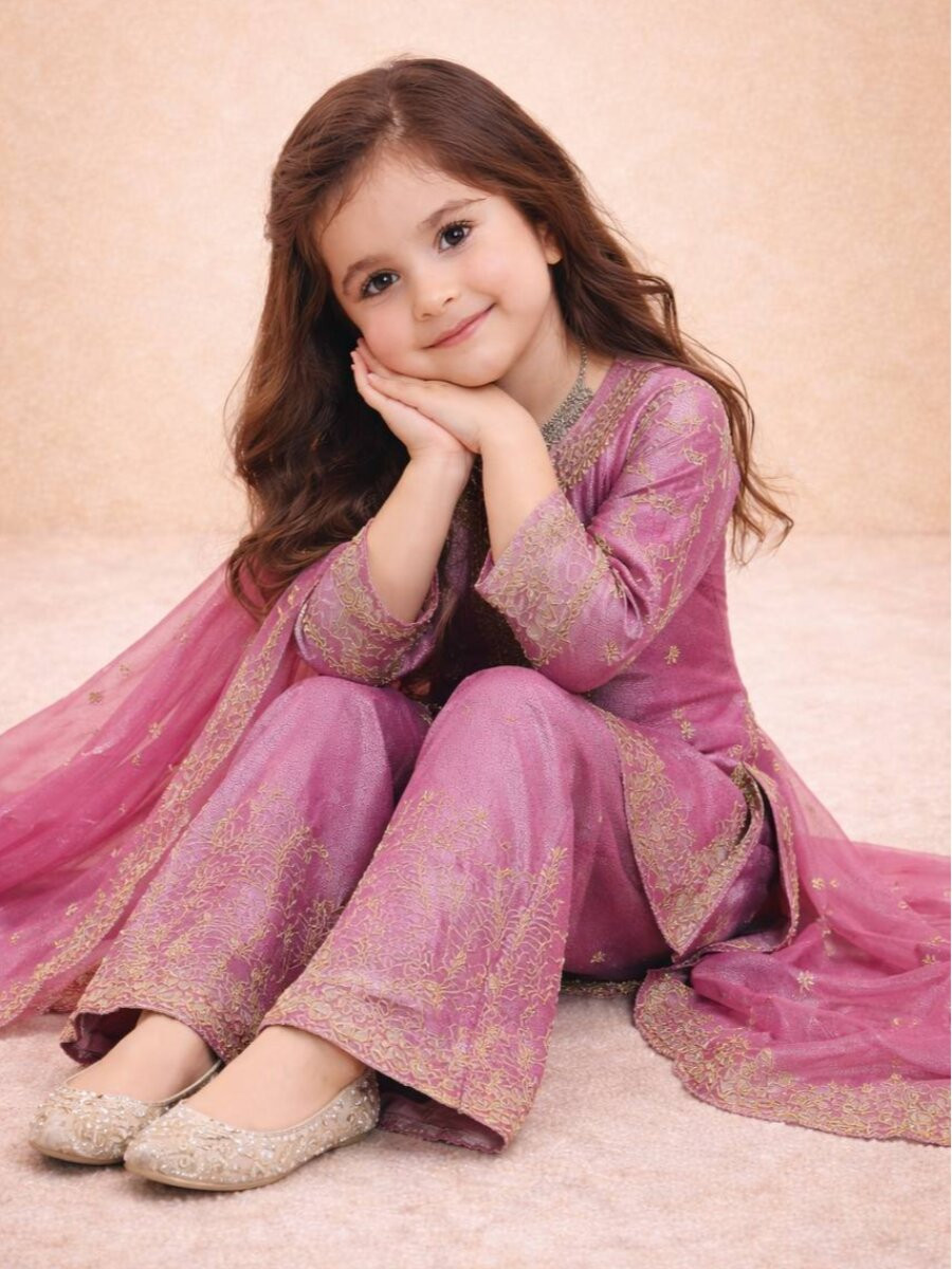 Pink Pure GMY Silk Embroidered Sequins Ethnic Casual Party Wedding Ready Salwars Girls Wear