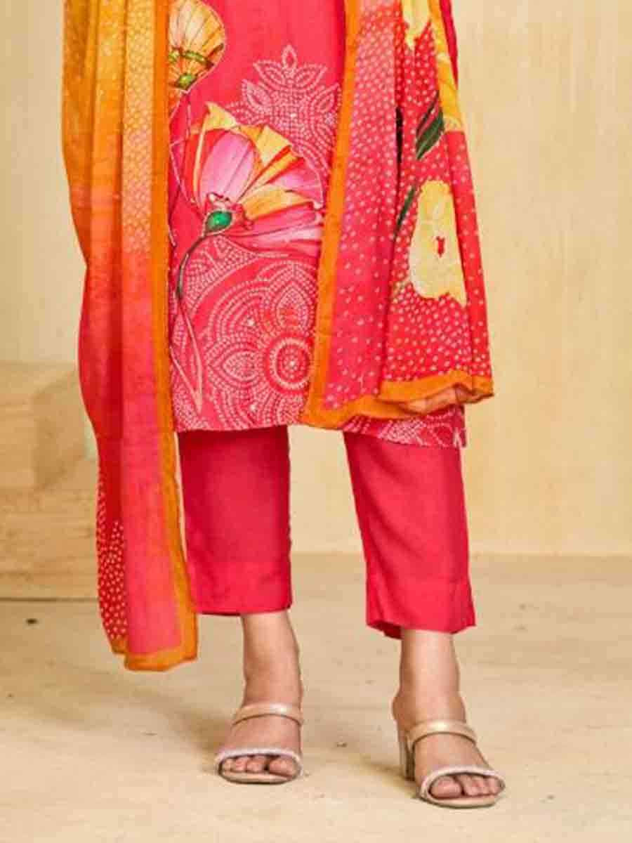 Pink Pure Maslin Printed Festival Casual Ready Pant Salwar Kameez