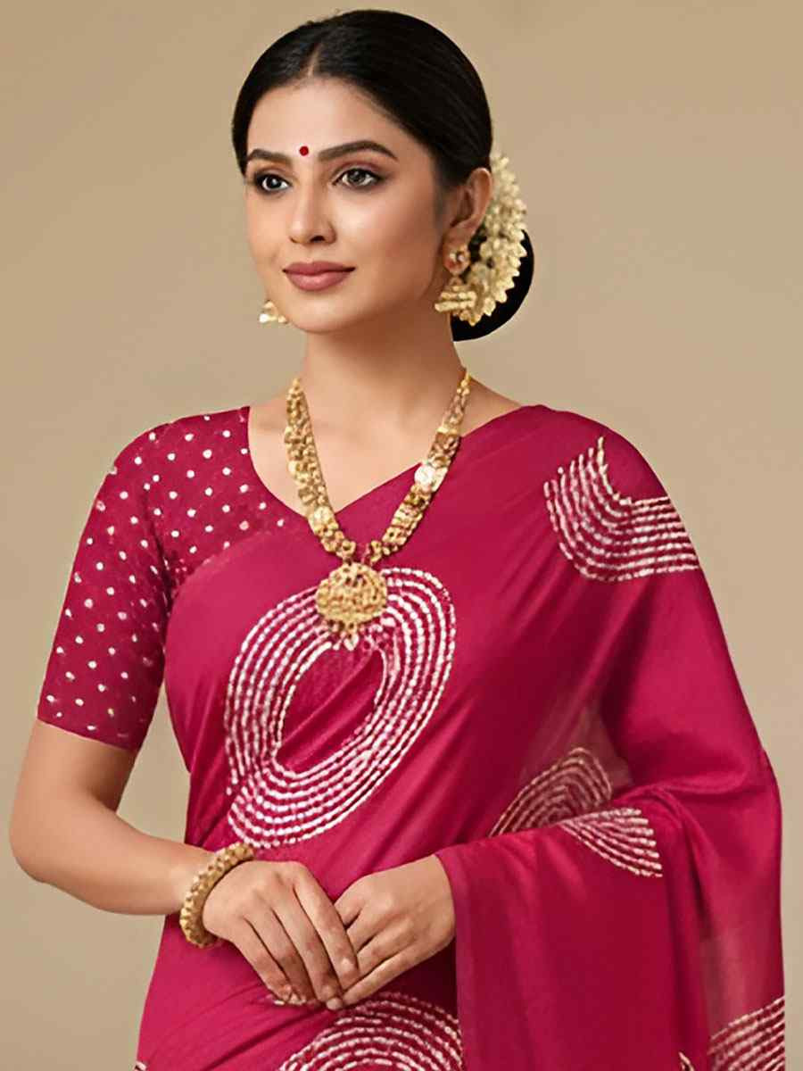 Pink Pure Mul Cotton Bhandej Printed Traditional Bridal Reception Festival Wedding Fancy Heavy Border Saree