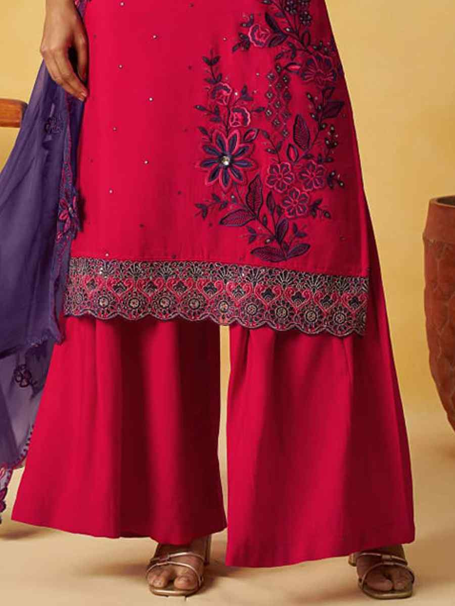 Pink Pure Organza Embroidery Party Wedding Festival Casual Ready Palazzo Pant Salwar Kameez