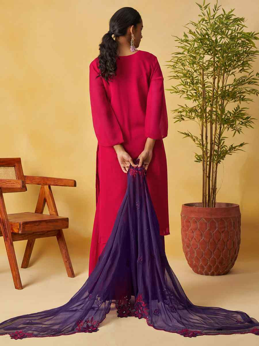 Pink Pure Organza Embroidery Party Wedding Festival Casual Ready Palazzo Pant Salwar Kameez