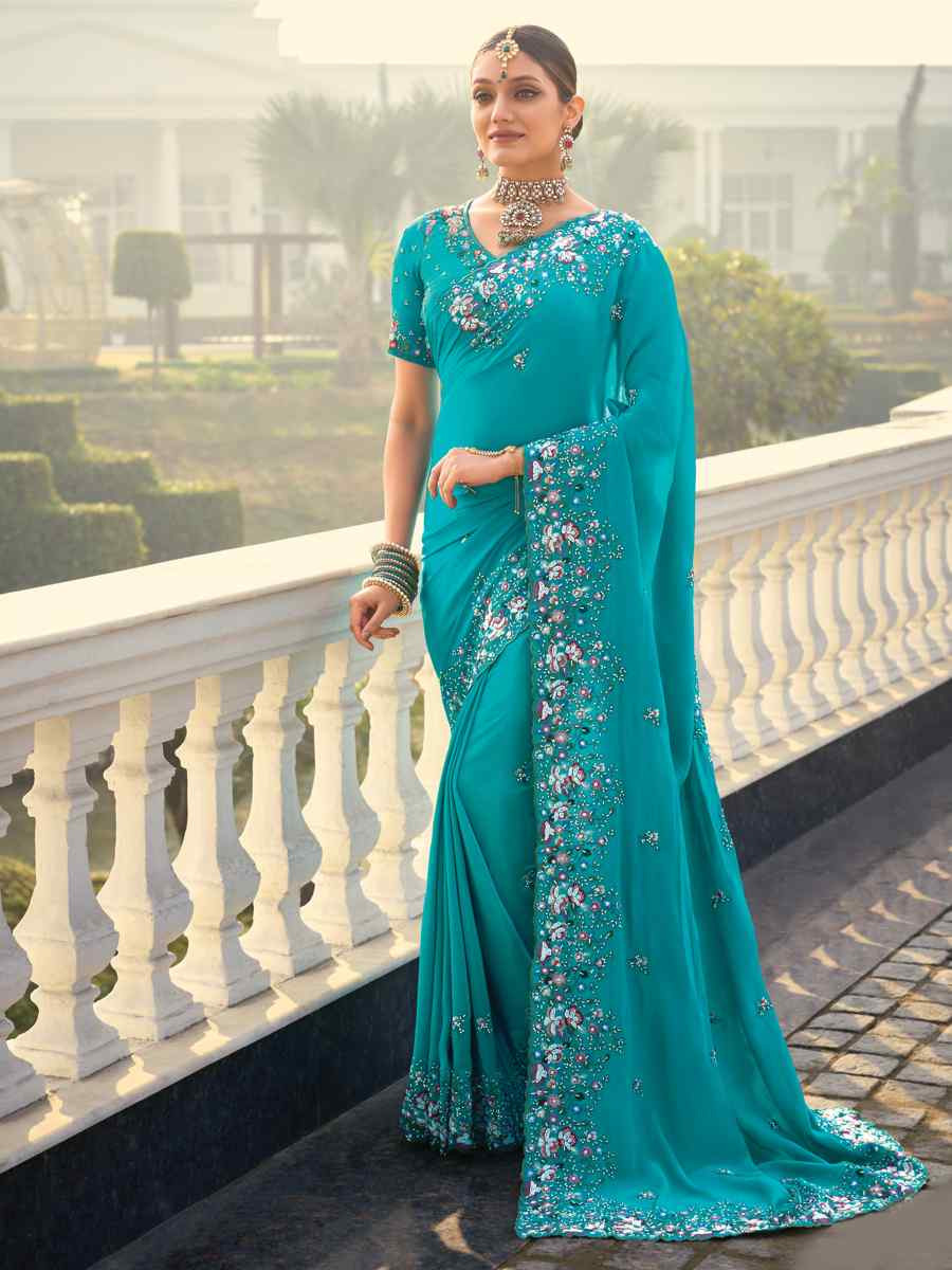 Pink Pure Silk Embroidered Festival Party Classic Style Saree