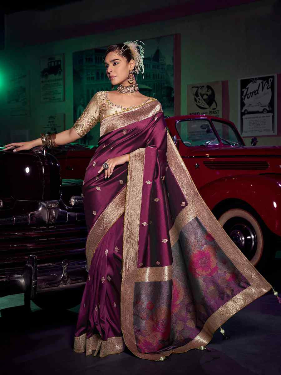 Pink Pure Silk Printed Handwoven Traditional Bridal Reception Festival Wedding Fancy Heavy Border Sarees