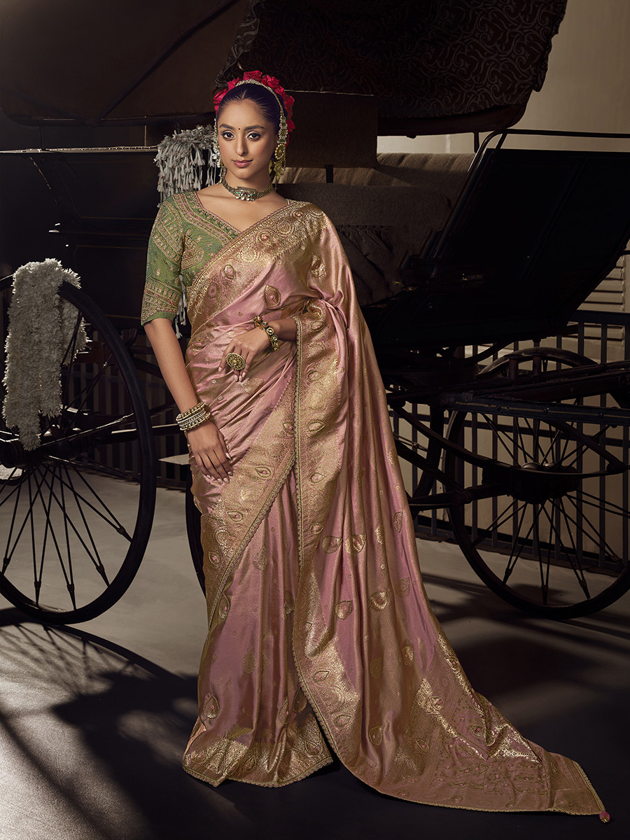 Pink Pure Viscose Embroidery Wedding Reception Party Festival Casual Heavy Border Sarees