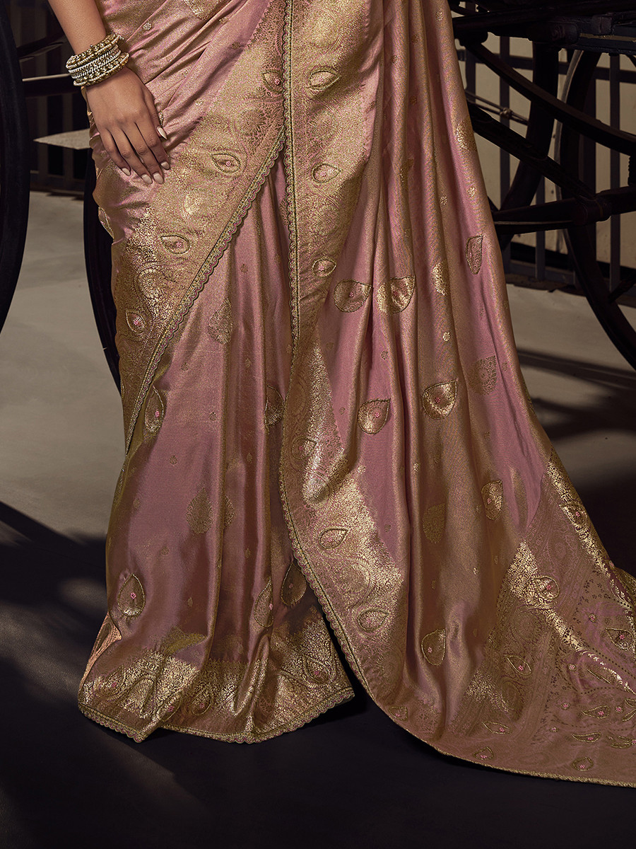 Pink Pure Viscose Embroidery Wedding Reception Party Festival Casual Heavy Border Sarees