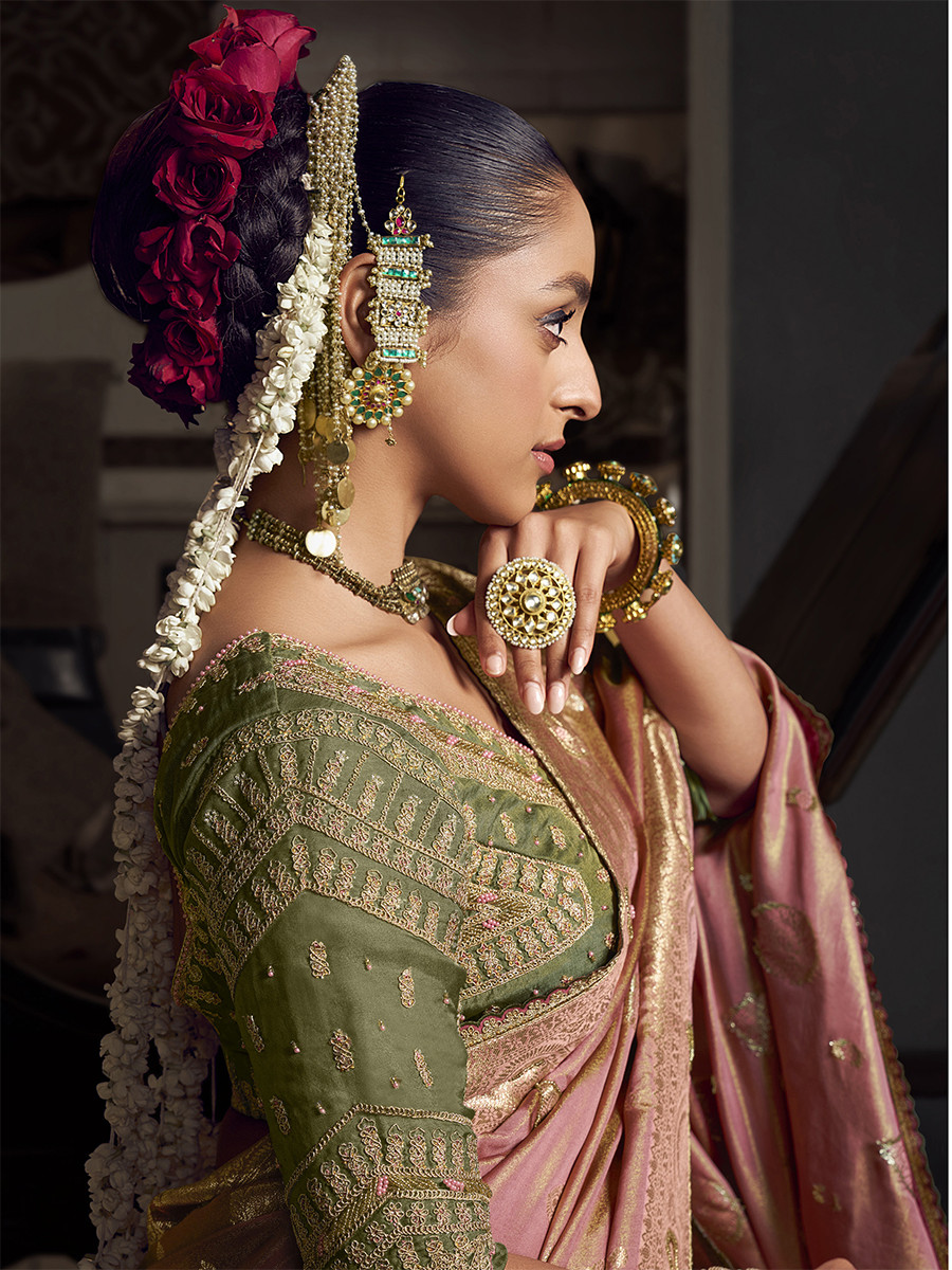 Pink Pure Viscose Embroidery Wedding Reception Party Festival Casual Heavy Border Sarees
