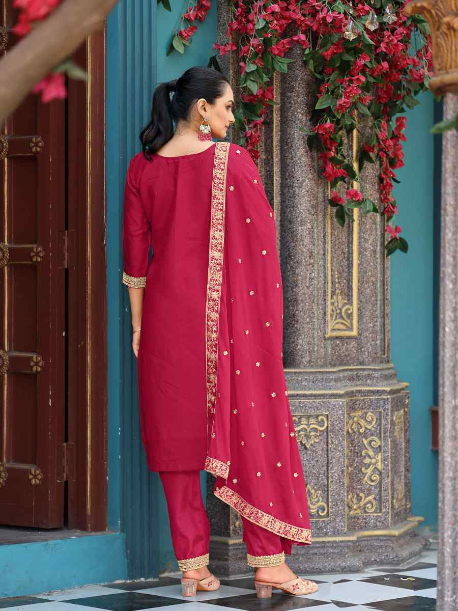 Pink Pure Viscose Jacquard Embroidery Party Wedding Festival Casual Ready Pant Salwar Kameez