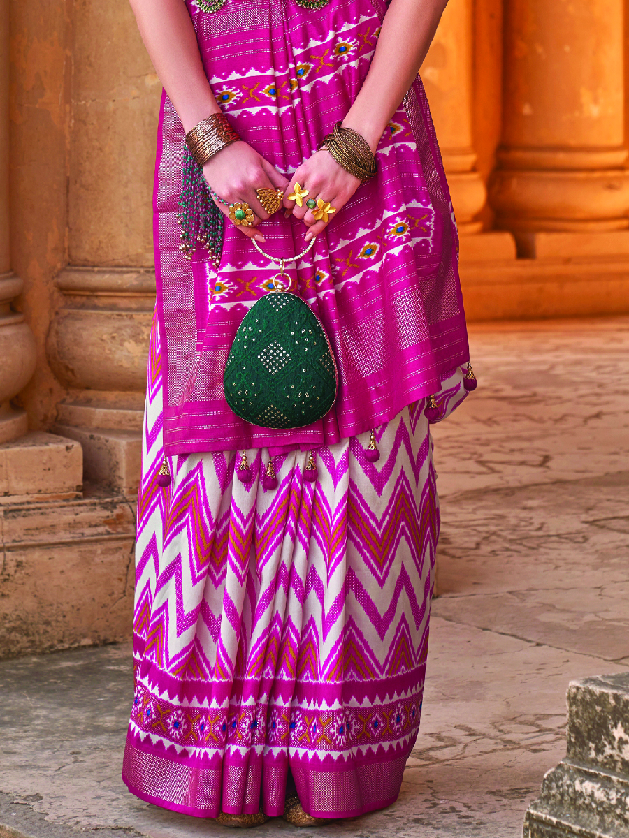 Pink Pv Silk Printed Casual Festival Contemporary Saree