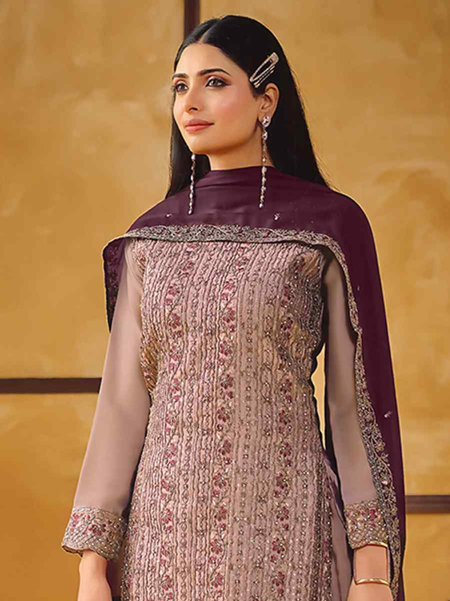 Pink Rangoli Silk Embroidered Festival Wedding Pant Salwar Kameez