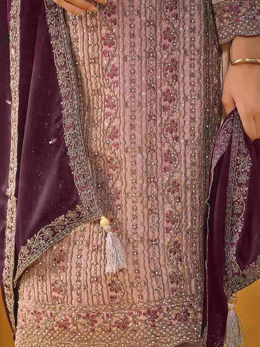 Pink Rangoli Silk Embroidered Festival Wedding Pant Salwar Kameez