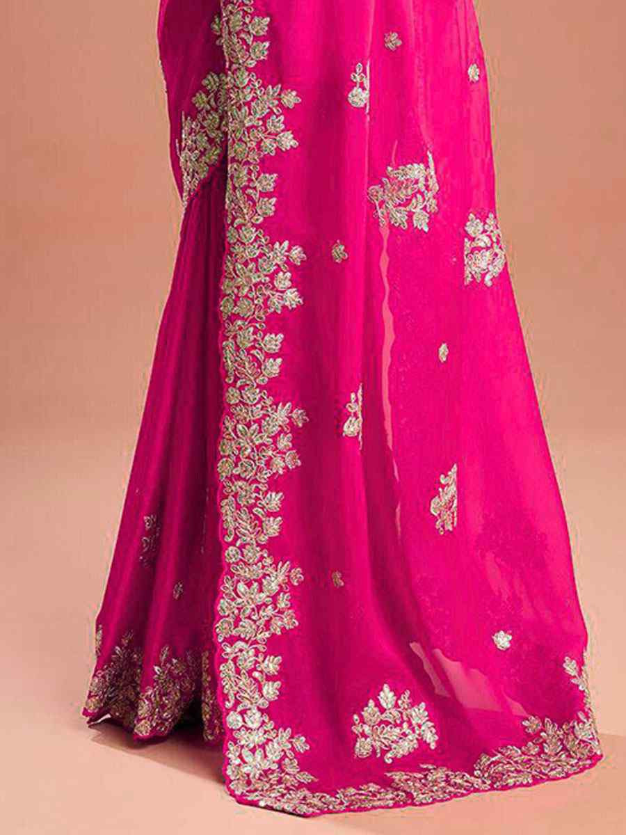 Pink Rangoli Silk Embroidery Casual Reception Festival Wedding Fancy Heavy Border Sarees