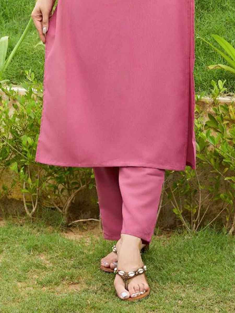 Pink Rayon Embroidered Party Wedding Ready Pant Salwar Kameez