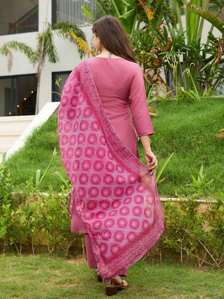 Pink Rayon Embroidered Party Wedding Ready Pant Salwar Kameez