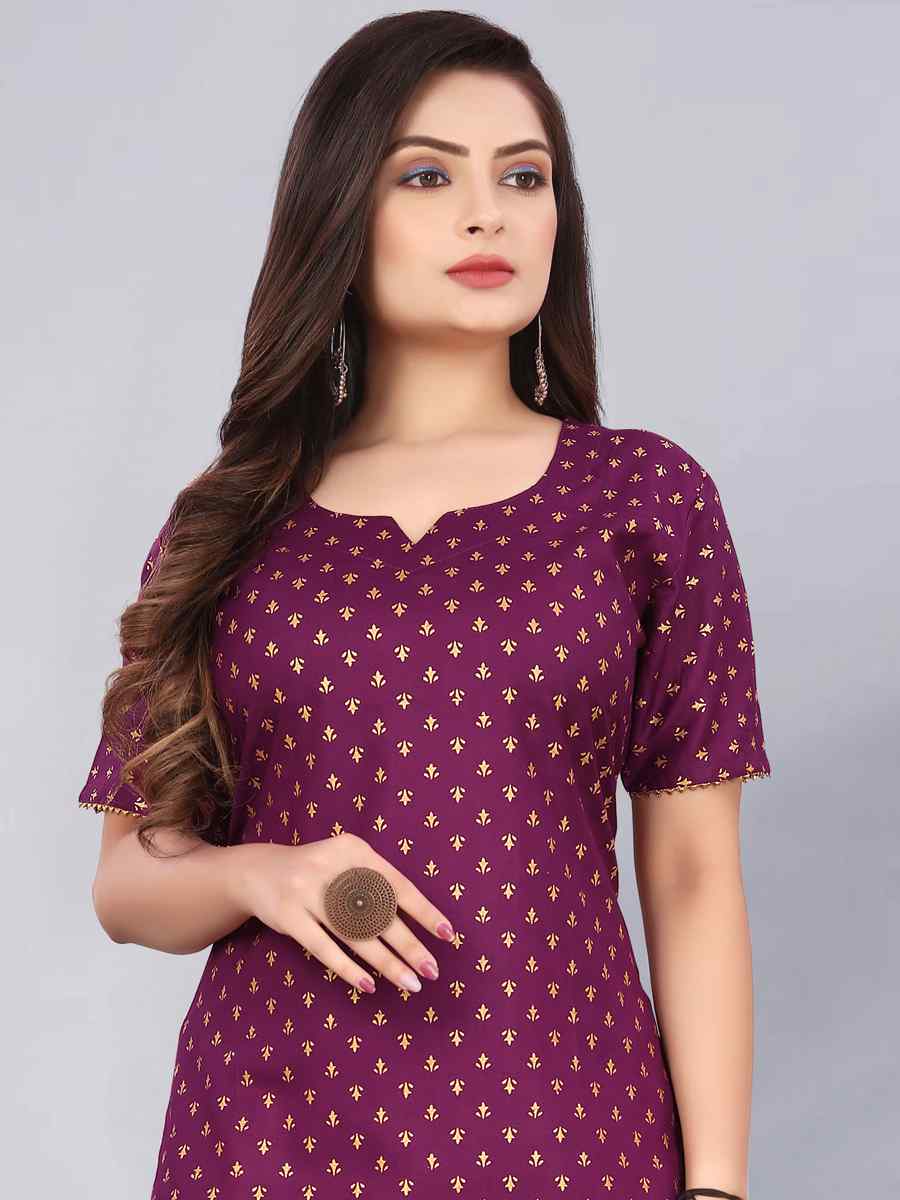 Pink Rayon Printed Festival Casual Kurti