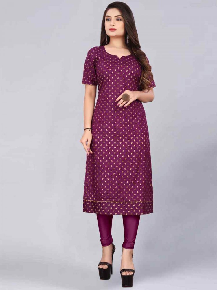 Pink Rayon Printed Festival Casual Kurti