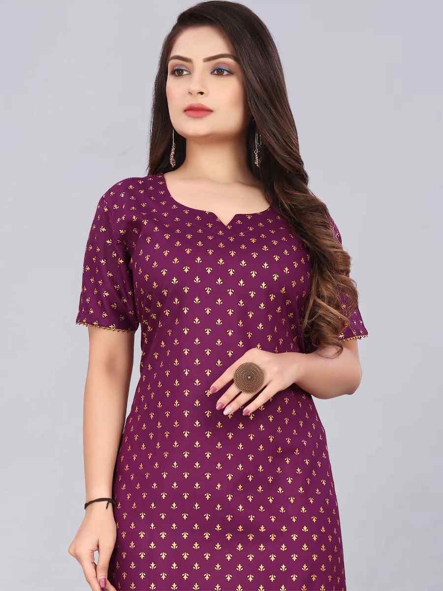 Pink Rayon Printed Festival Casual Kurti