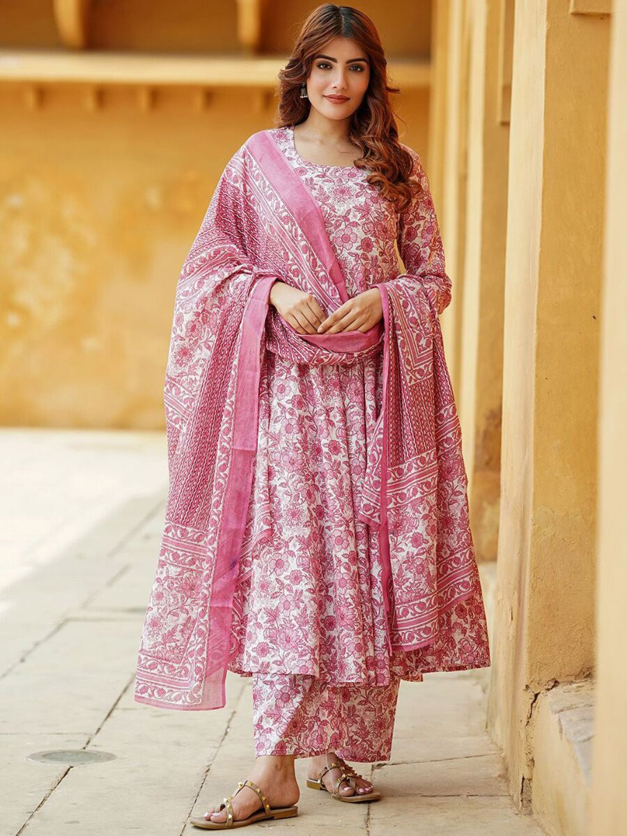 Pink Rayon Printed Wedding Party Festival Casual Ready Palazzo Pant Salwar Kameez