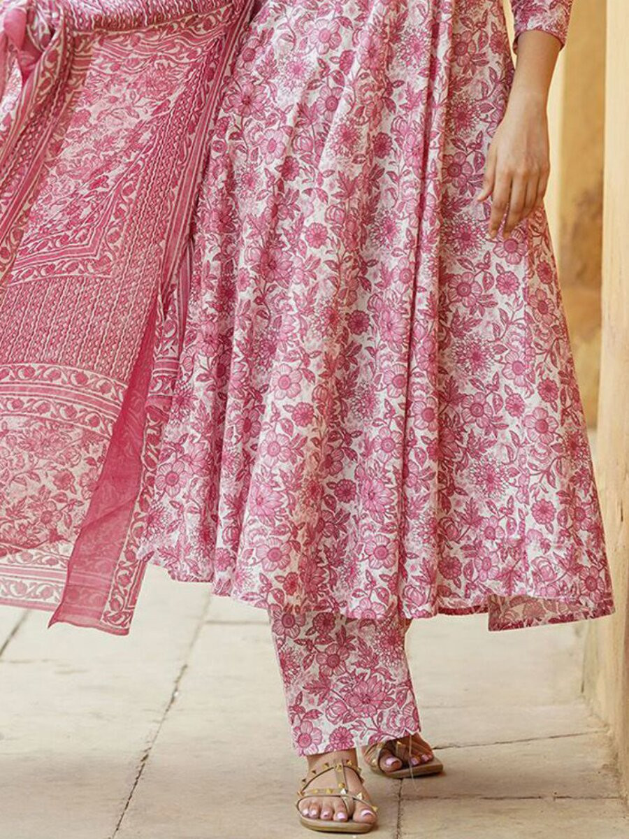 Pink Rayon Printed Wedding Party Festival Casual Ready Palazzo Pant Salwar Kameez