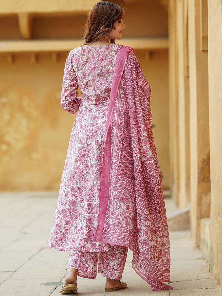 Pink Rayon Printed Wedding Party Festival Casual Ready Palazzo Pant Salwar Kameez