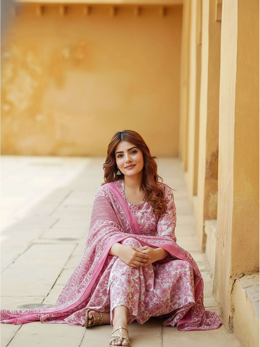 Pink Rayon Printed Wedding Party Festival Casual Ready Palazzo Pant Salwar Kameez